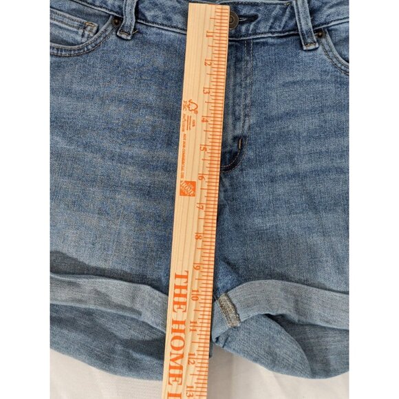 Amazon Essentials Womens 10 Blue Mid Rise Cuffed Denim Jean Shorts Whiskered - Picture 8 of 13